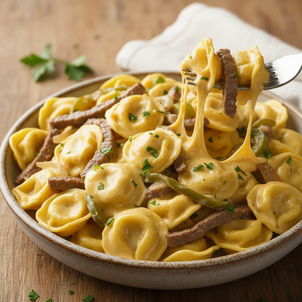 Cheesesteak Tortellini recipe