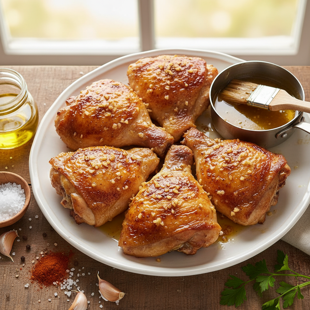 Crispy Air Fryer Chicken Thighs with Garlic Butter recipe