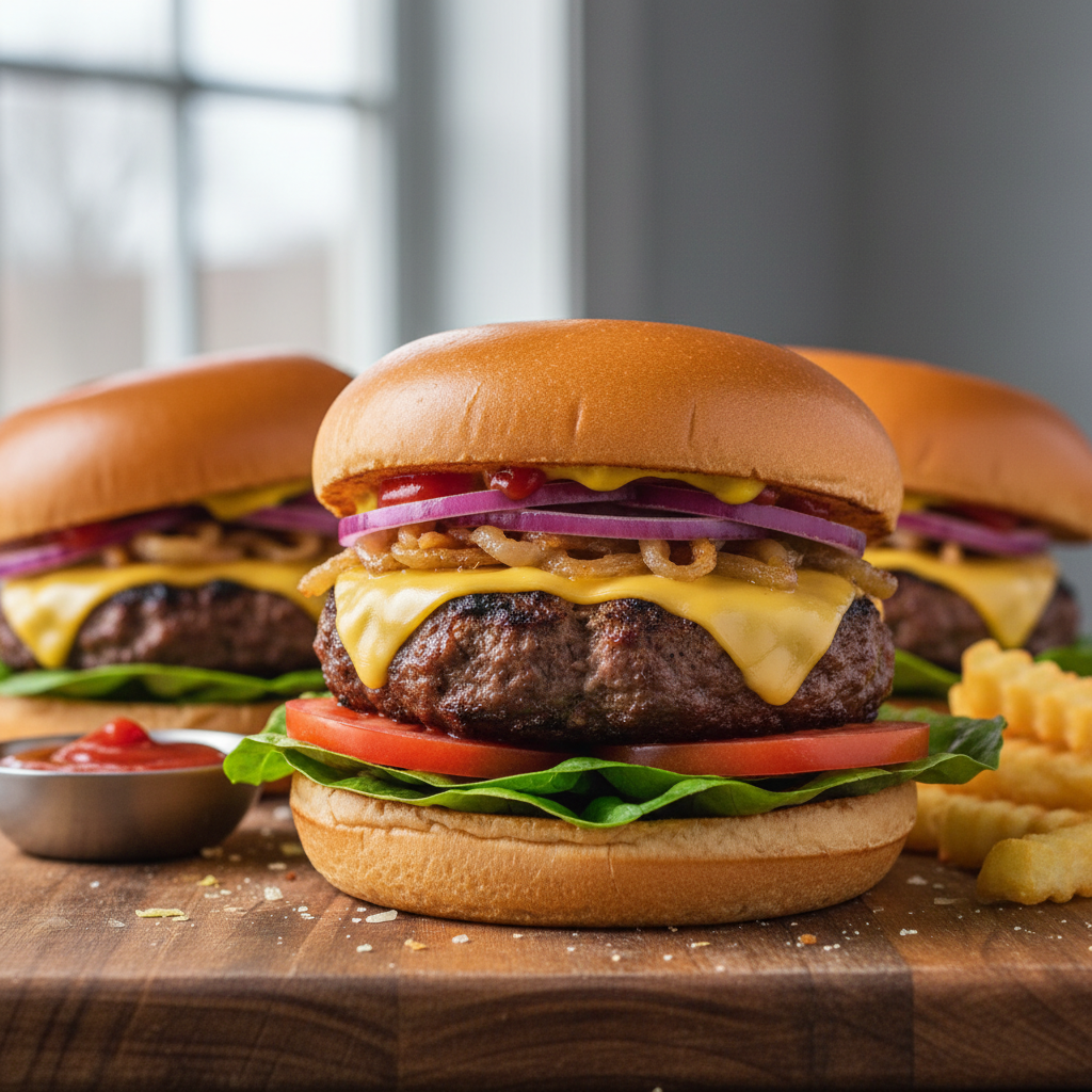 Juicy Air Fryer Beef Burgers recipe