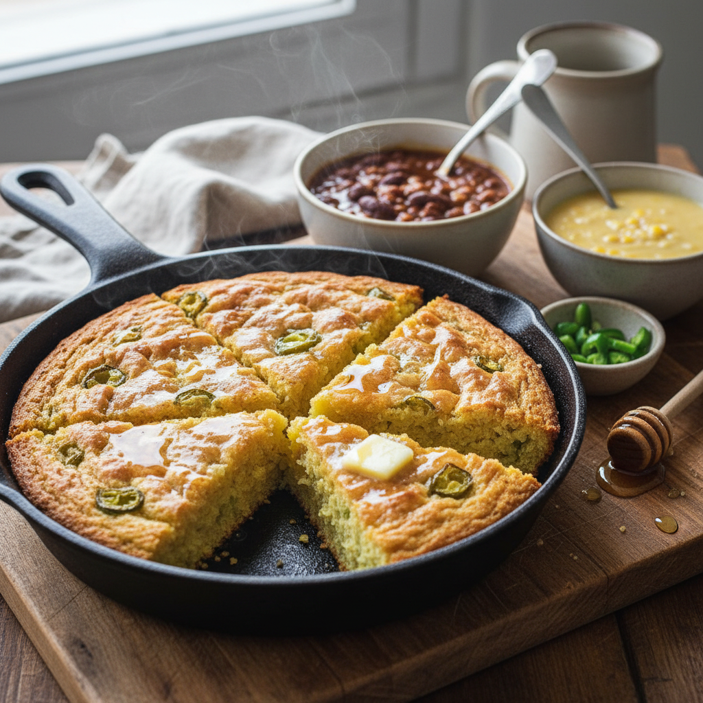 Honey Jalapeño Skillet Cornbread recipe