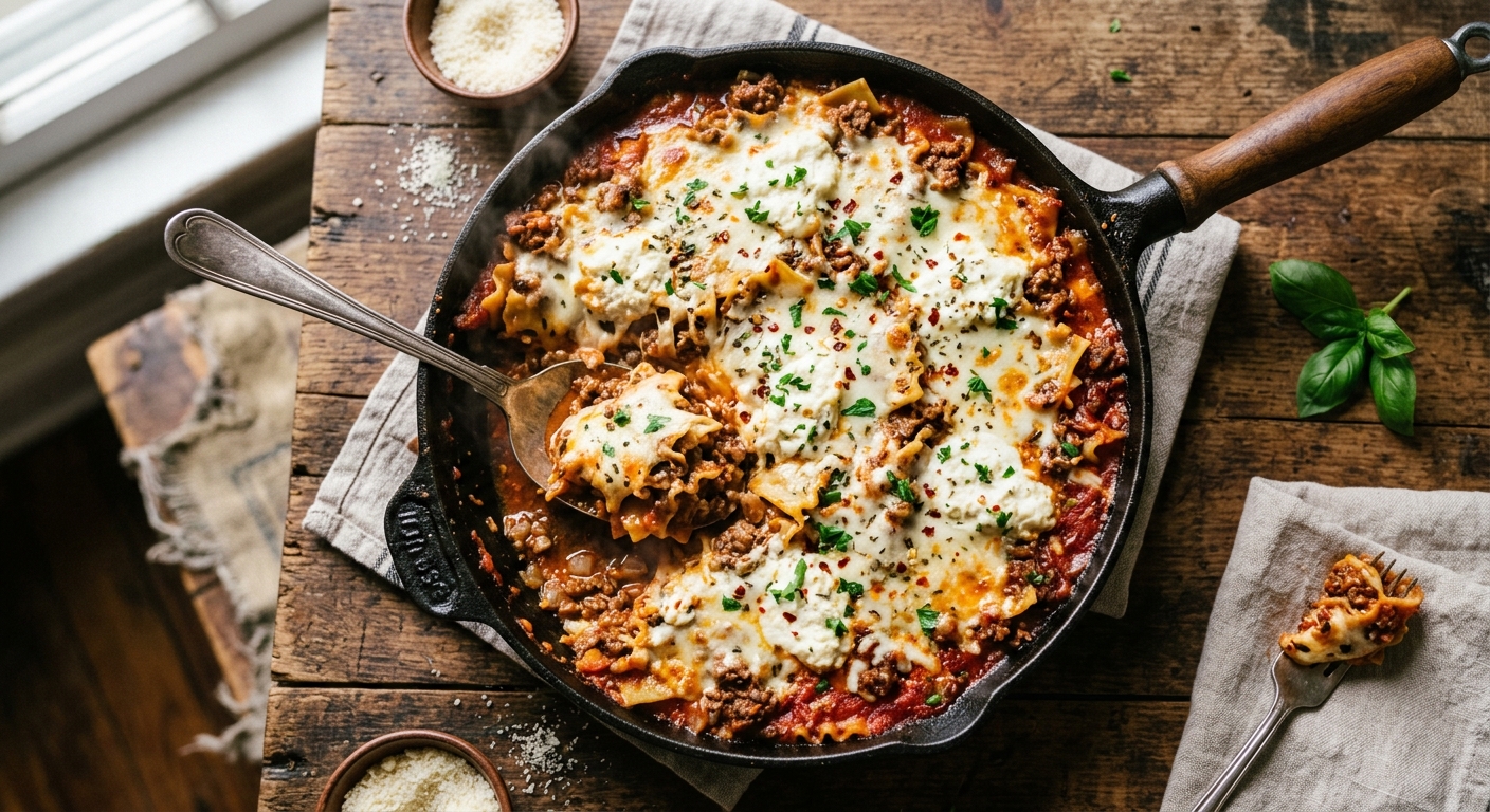 Skillet Ground Beef Lasagna