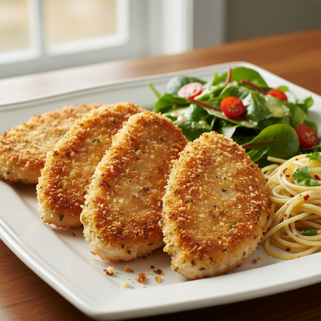 Crispy Parmesan Crusted Chicken Cutlets
