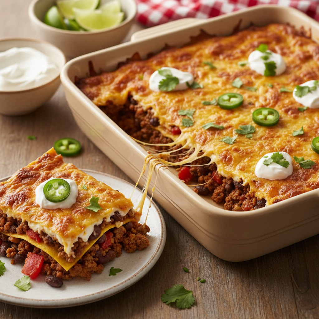 Cheesy Taco Beef Casserole recipe