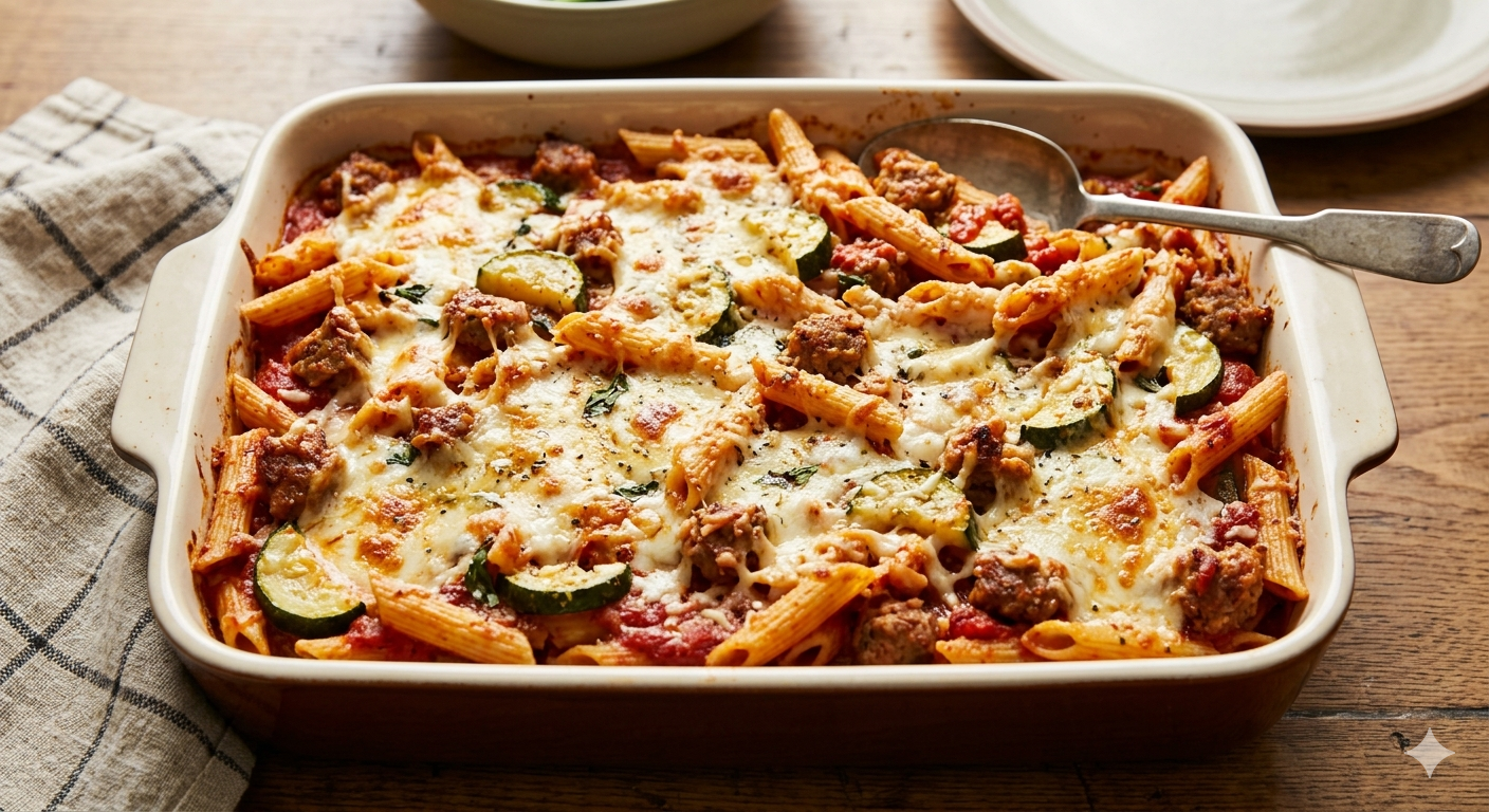 Zucchini and Sausage Pasta Casserole recipe
